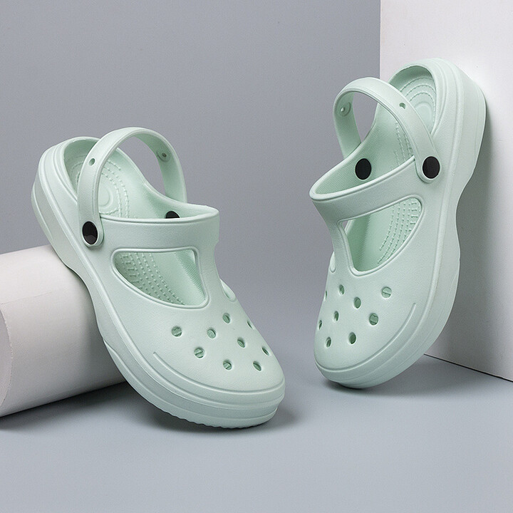 Women & apos;s Soft EVA Summer Slippers round Toe Flat Home Slides Dry Wedges Platform Beach Sandals with Thick Bottom for Garden Use