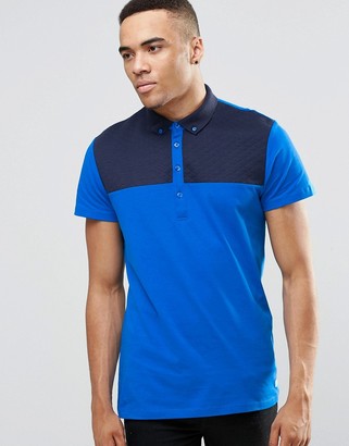 Jack and Jones Polo Shirt with Quilted Yoke Panel