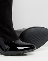 Thumbnail for your product : Daisy Street Black Patent Sock Heeled Ankle Boots
