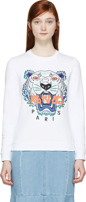 Kenzo White Tiger Sweatshirt With Multi Tiger Print