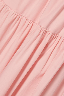 STAUD Sea Tiered Stretch-cotton Poplin Maxi Skirt - Pink