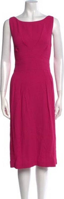 Giorgio Armani Sheath Dress Pink Pleated Accents Sleeveless with Bateau Neckline Concealed Zip Closure at Back
