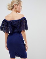 Thumbnail for your product : Paper Dolls Petite lace overlay bardot pencil dress in navy
