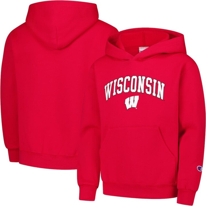 Champion Big Boys and Girls Red Wisconsin Badgers Campus Pullover Hoodie
