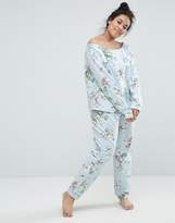 Thumbnail for your product : ASOS Curve CURVE LOUNGE Pretty Floral Off Shoulder Sweat Top