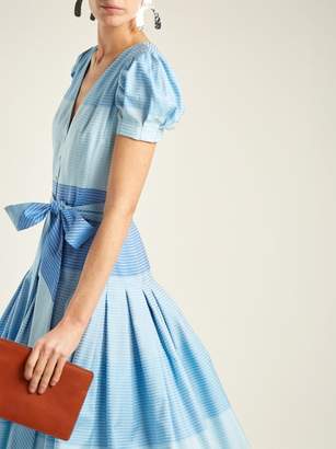 Carolina Herrera Stripe Jacquard Panelled Dress - Womens - Blue Stripe
