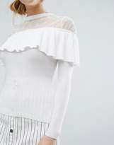 Thumbnail for your product : Lost Ink Sweater With Lace And Frill