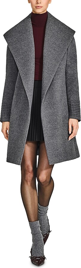 Sentaler Mid Length Shawl Collar Wrap Coat