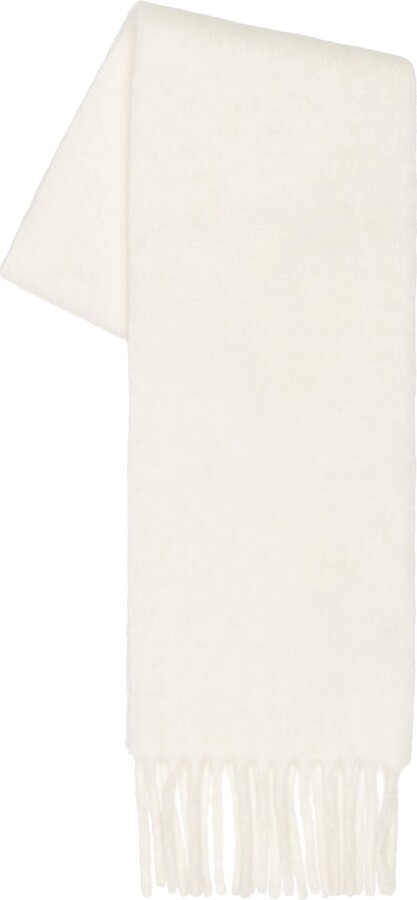 Sporty & Rich Signature Logo Fuzzy Scarf in White