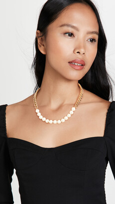 Kenneth Jay Lane Gold Plate Necklace with Imitation Pearls