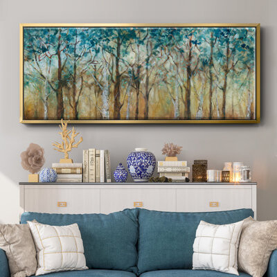 Red Barrel Studio Sunlit Birch Grove- Framed Canvas