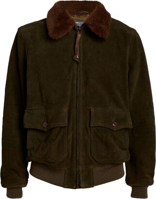 Polo Ralph Lauren Suede and Shearling Bomber Jacket - ShopStyle