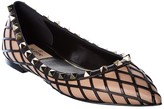 Thumbnail for your product : Valentino Rockstud Leather Ballerina Flat