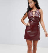 Thumbnail for your product : ASOS Petite Vinyl Cut Out Mini Dress With Bar Detail
