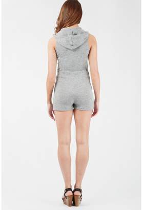 Select Fashion Fashion Womens Grey Loungewear Hooded Zip Front Playsuit - size 6
