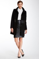 Thumbnail for your product : Tahari Faux Leather Trim Wool Blend Coat