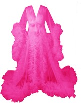 Thumbnail for your product : Nazapher Women’s Long Wedding Scarf Illusion Lingerie Perspective Nightgown Robe Puffy Dress Pink