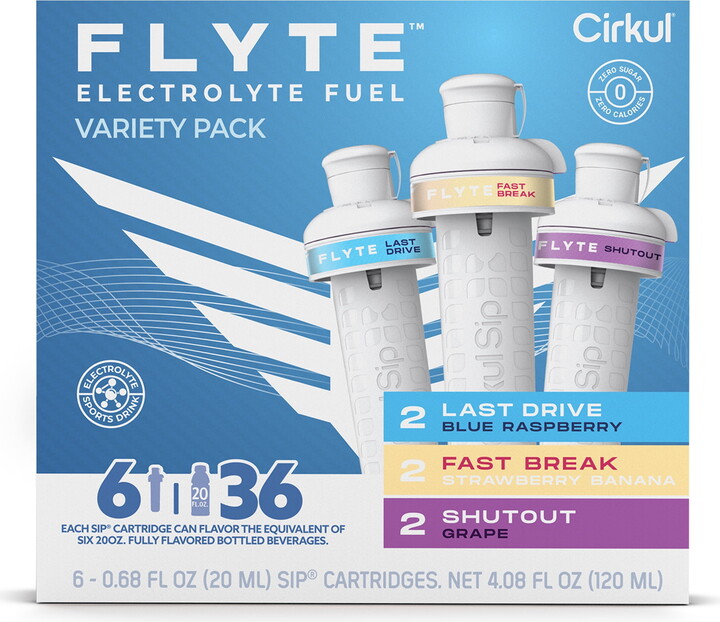 Cirkul Flyte Flavor Cartridge Variety Pack, 6-Pack (2 Last Drive, 2 Fast Break, 2 Shutout)