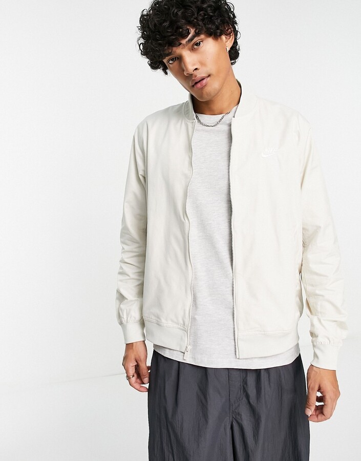 Nike Club bomber jacket in cream - ShopStyle