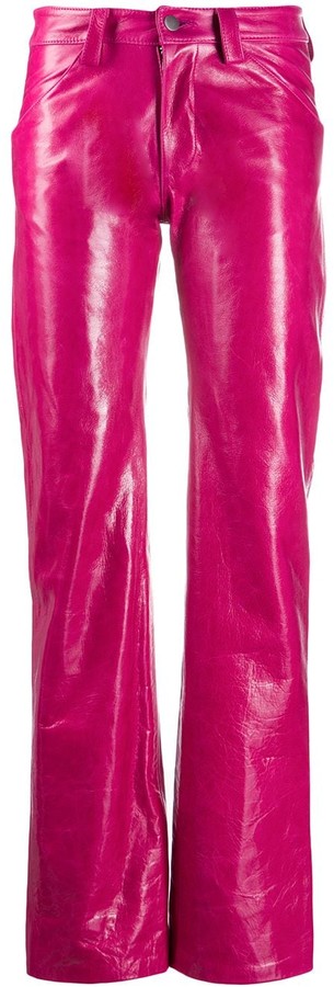 pink leather trousers