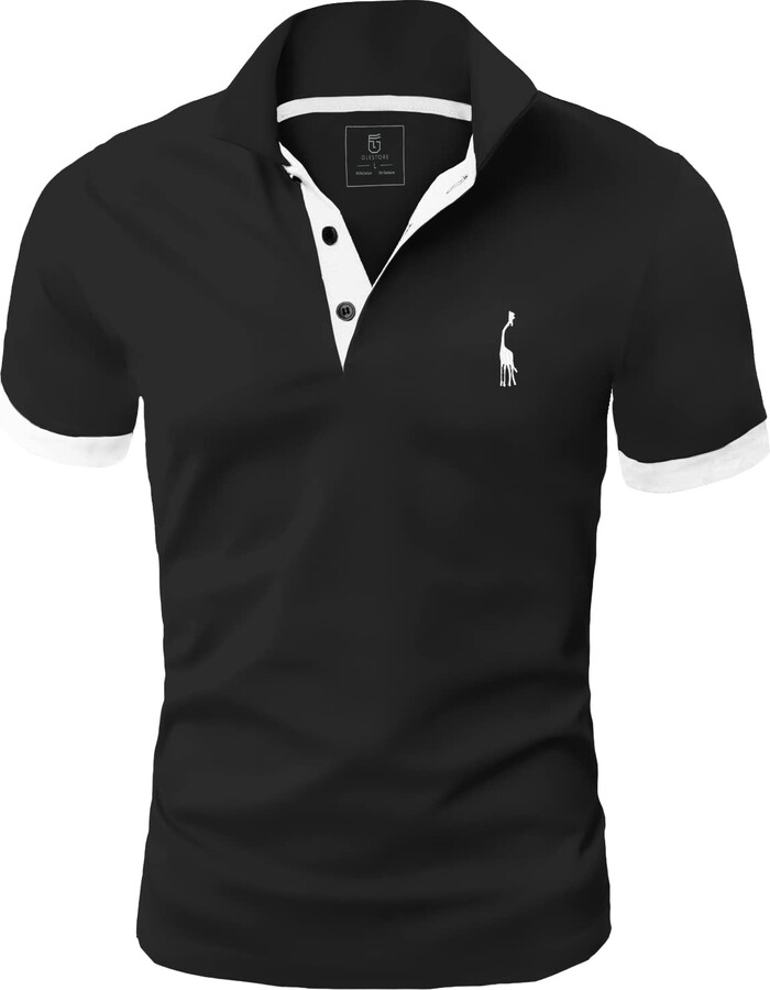 GLESTORE Mens Polo Shirts Golf Short Sleeve T-Shirts for Men Giraffe Tennis  Cotton Polo Black&White XXL - ShopStyle