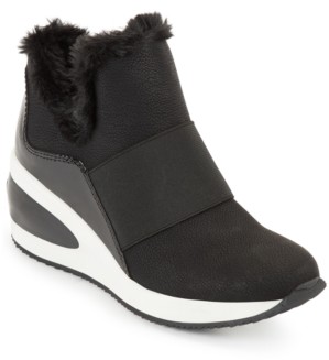 dkny women's borg wedge sneakers