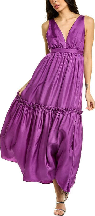 Cynthia Rowley Ruffle Silk Maxi Dress - ShopStyle