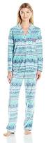 Thumbnail for your product : Ellen Tracy Women's Sueded Micro Fleece Notch Collar Pajama Set