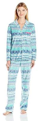Ellen Tracy Women's Sueded Micro Fleece Notch Collar Pajama Set