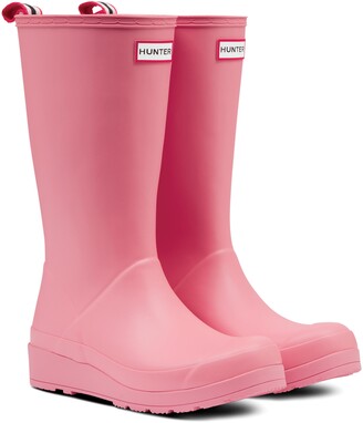 black and pink rain boots