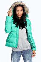 Thumbnail for your product : boohoo Juna Faux Fur Trim Hood Quilted Jacket