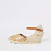 Thumbnail for your product : River Island Ravel gold espadrille wedges