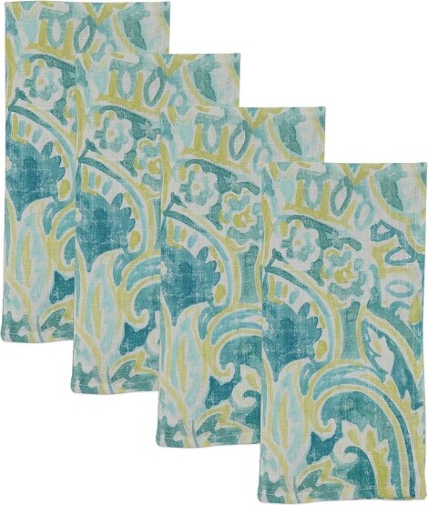 Saro Lifestyle 4pkLinenDistressedTableNapkinsGreen-SaroLifestyle