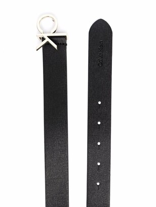 Calvin Klein Saffiano-texture logo-plaque belt