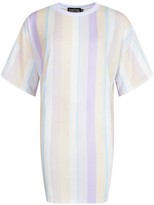 Thumbnail for your product : boohoo Pastel Stripe Oversized Tshirt Dress
