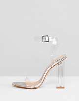 Thumbnail for your product : Public Desire Alia Silver Metallic Clear Heeled Sandals