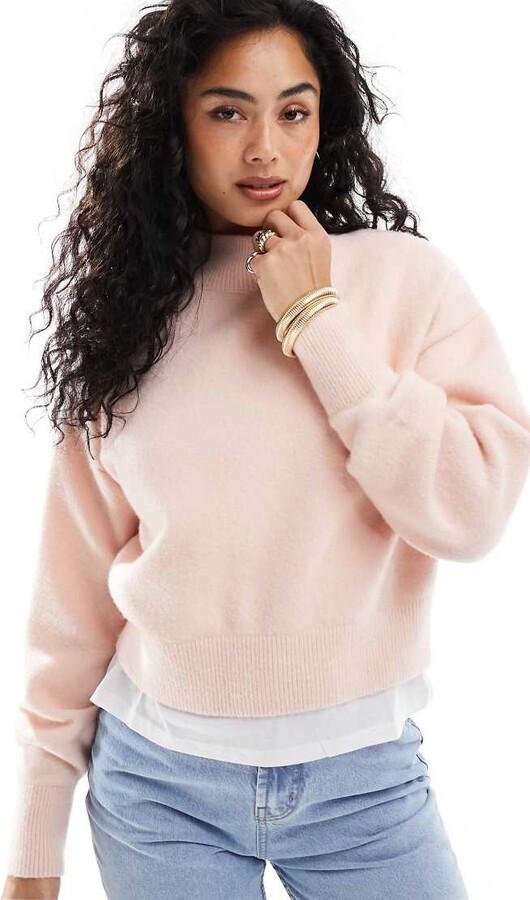 And other stories mock neck jumper in soft pink ShopStyle