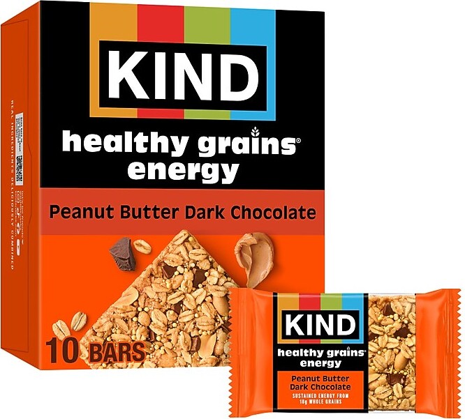 Kind Healthy Grains Gluten Free Peanut Butter Dark Chocolate Energy Bar, 1.4 oz., 10 Bars/Box (67075)