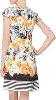 Thumbnail for your product : Piazza Sempione Floral Dress with Striped Hem, Yellow/Black