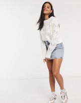 Thumbnail for your product : Pieces sweater with knitted pattern in cream