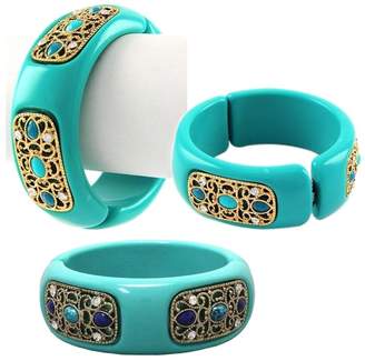 Shoppe23 Lucite Bangle Bracelet Embedded Crystal Design Nicely Boxed