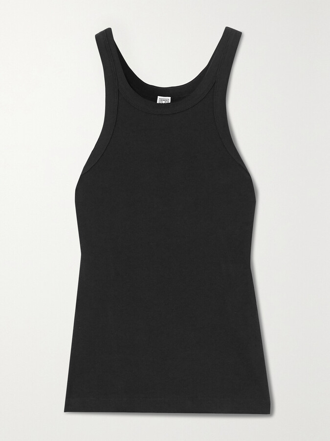 Totême + Net Sustain Curved Ribbed Stretch Organic Cotton-jersey Tank - Black