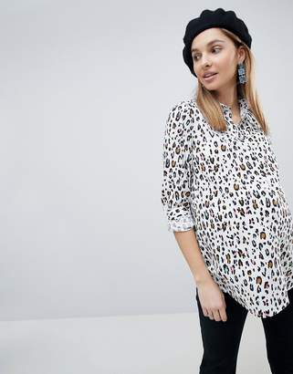 ASOS Maternity Maternity long sleeve Shirt in Abstract Animal