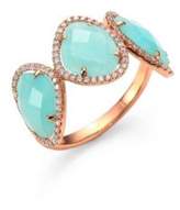 Thumbnail for your product : Meira T Light Amazonite, Diamond & 14K Rose Gold Three Stone Ring