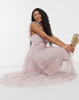 Thumbnail for your product : Anaya With Love Bridesmaid tulle frill sleeve midaxi dress in pink
