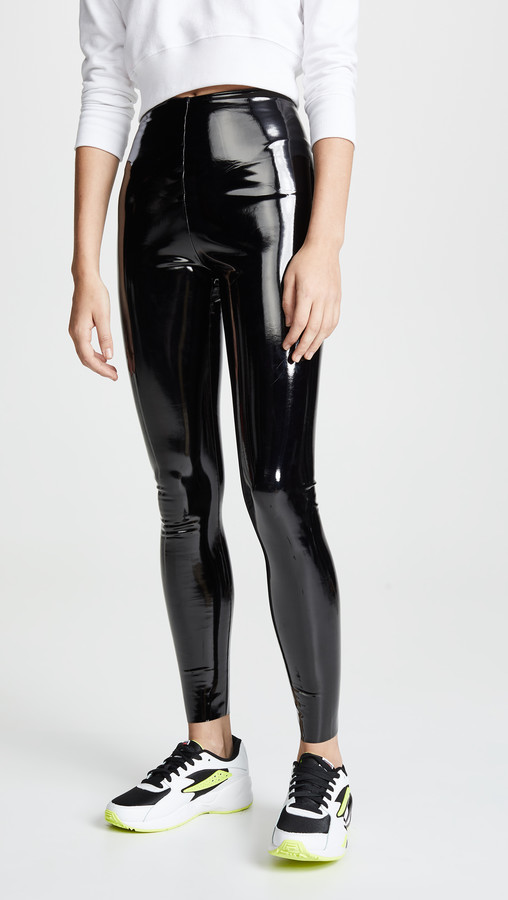 blue patent leather pants