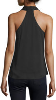 Thumbnail for your product : Milly Silk-Blend Tassel-Tie Halter Top
