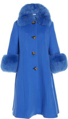 Saks Potts Yvonne Fur-Trimmed Wool Coat Size: 1