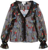 Thumbnail for your product : Alice McCall Time Stands Still Ruffled Embroidered Tulle Blouse - Black