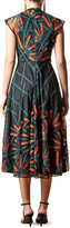 Thumbnail for your product : Eva Franco Marcel Embroidered Organza Midi Dress